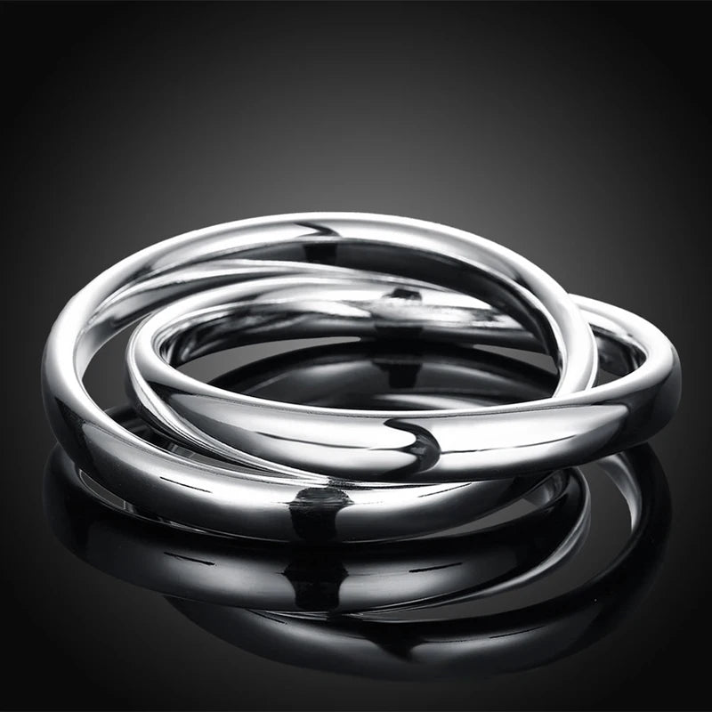 Aravant 925 Silver Double Circle Bangles For Women Men Fashion Jewelry