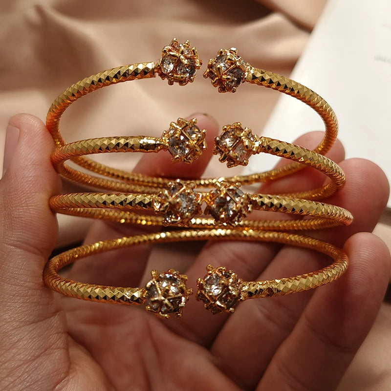 Gold Color Bangles For Women Girls Wedding Bracelet Bangles African Bridal Jewelery Bijoux Femme wedding Bangles jewelry
