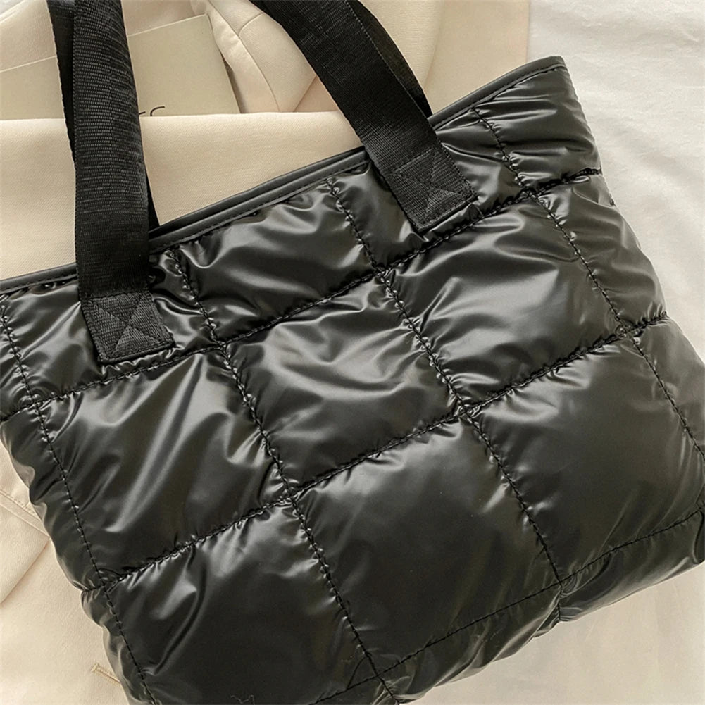 Fashion Ladies Tote Handbags Large Capacity Cotton Padded Top-handle Bags Rhombus Purses Handbags Quilted Solid for Office Work