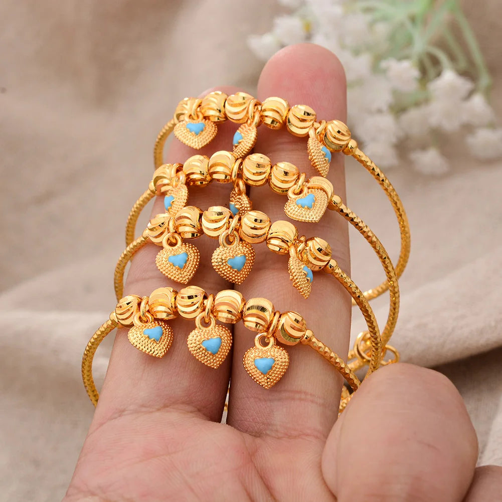 Baby Child Bangles Ethnic Dubai Gold Color Bangles Kids Bracelet Luxury Bracelet Dubai Bangles Child Jewelry Birthday Present
