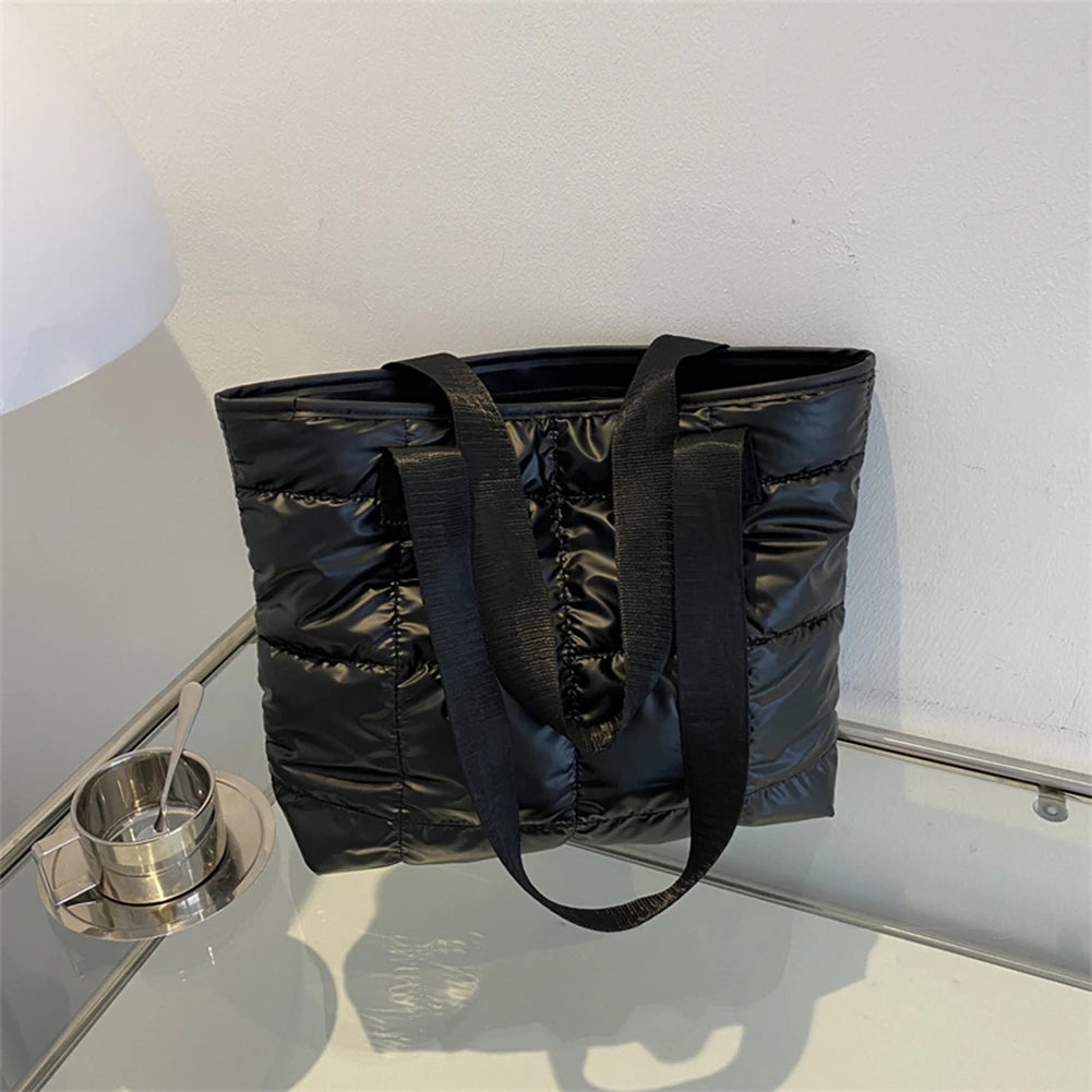 Fashion Ladies Tote Handbags Large Capacity Cotton Padded Top-handle Bags Rhombus Purses Handbags Quilted Solid for Office Work