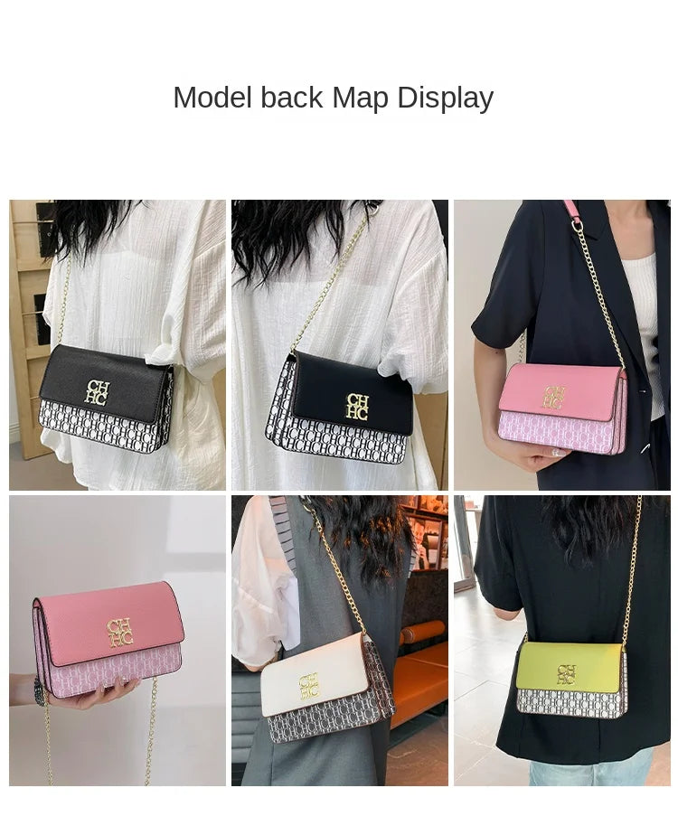 CH Multi Embossed Ladies Handbag Classic Ladies Crossbody Bag Ladies Shoulder Bag Fashion Luxury Brand Pure Color Design