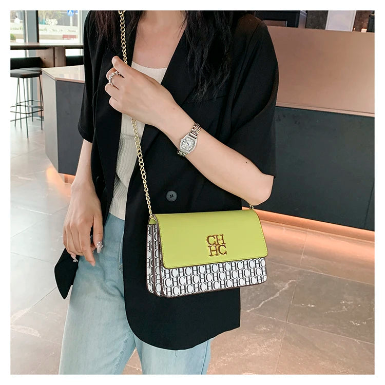 CH Multi Embossed Ladies Handbag Classic Ladies Crossbody Bag Ladies Shoulder Bag Fashion Luxury Brand Pure Color Design