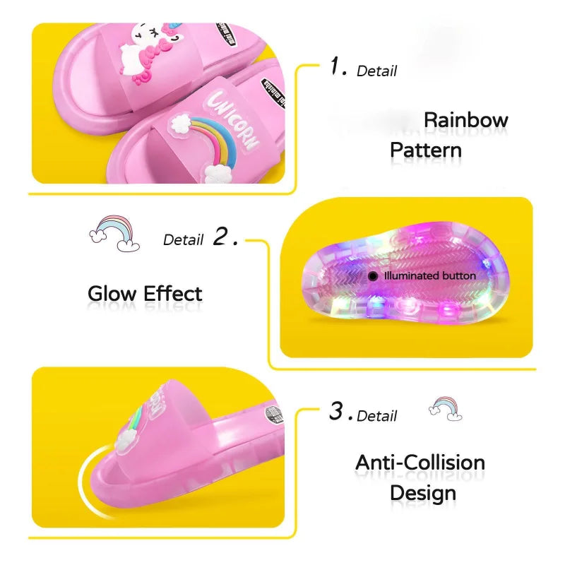 2023 Girl Slippers Children LED Kids Slippers Baby Bathroom Sandals Kids Shoes for Girl Boys Light Up Shoes Toddler