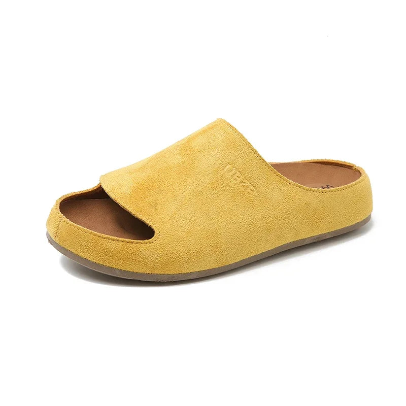 Women's Slides Plat Slippers Casual Closed Toe Round Toe Suede Clog Sandals Autumn New Retro Solid Color Fashion Shoes Slippers