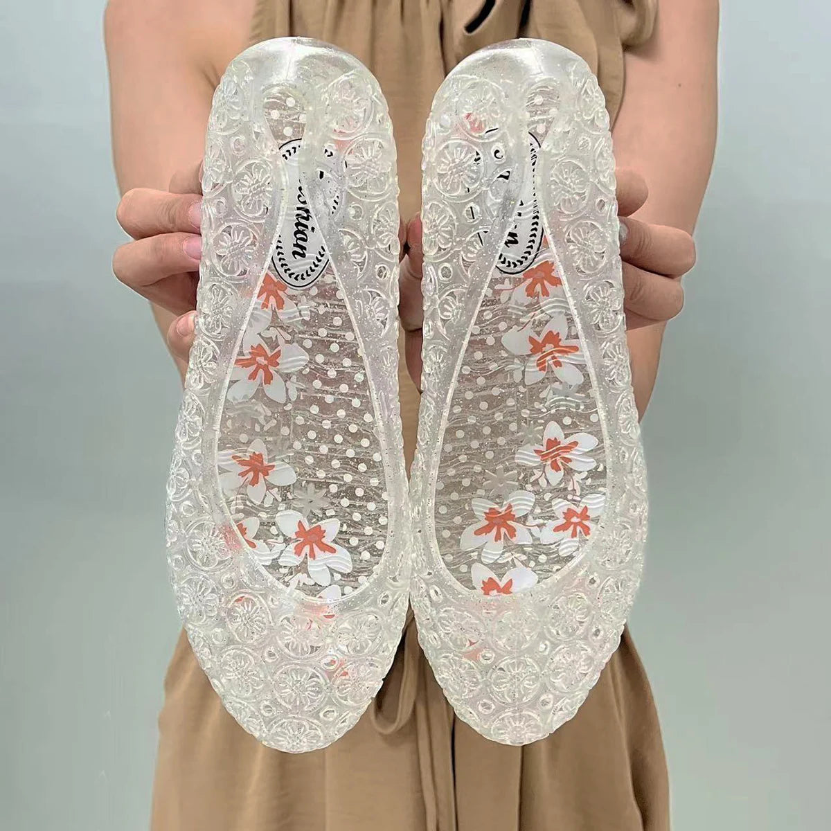 Ladies Sandals Sequin Flat Ladies Sandals Ladies Beach Jelly Shoes Women Shoes Sandalias De Mujer Clear Flat Sandals