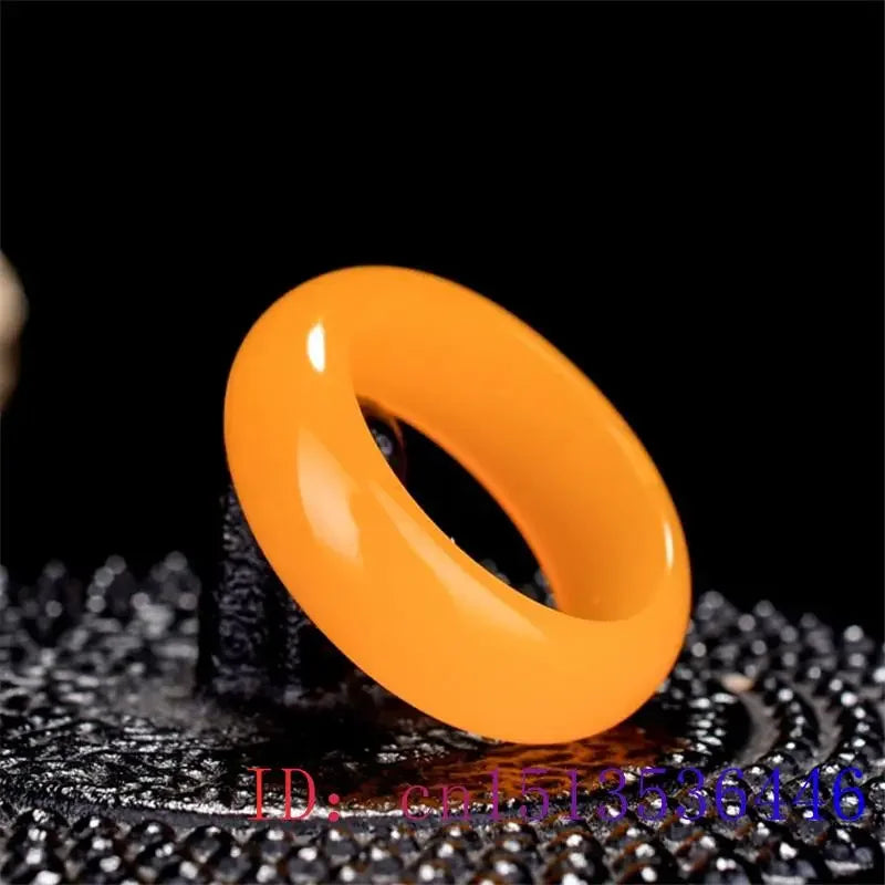 Yellow Jade Ring Jewelry Chinese Jadeite Charm Hetian Fashion Crafts Natural Woman Gifts Amulet Gemstone Carved