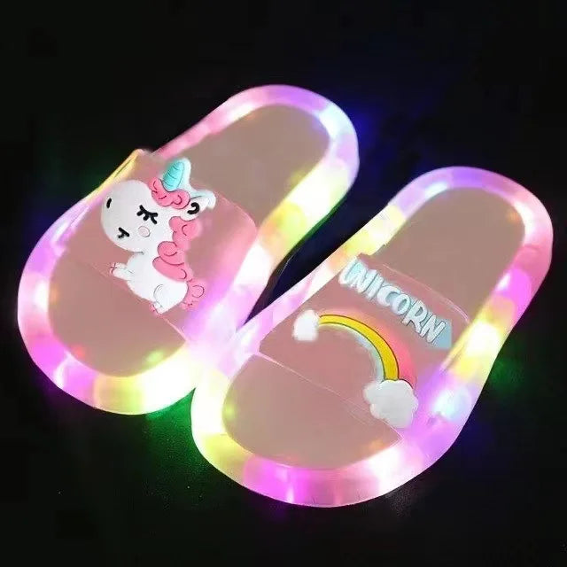 2023 Girl Slippers Children LED Kids Slippers Baby Bathroom Sandals Kids Shoes for Girl Boys Light Up Shoes Toddler