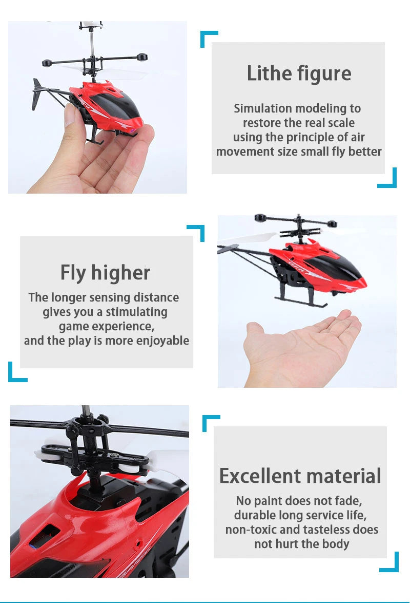 Rechargeable Mini RC Drone Remote Safe Fall-resistant RC Helicopters Drone Children Toys(No remote control battery)