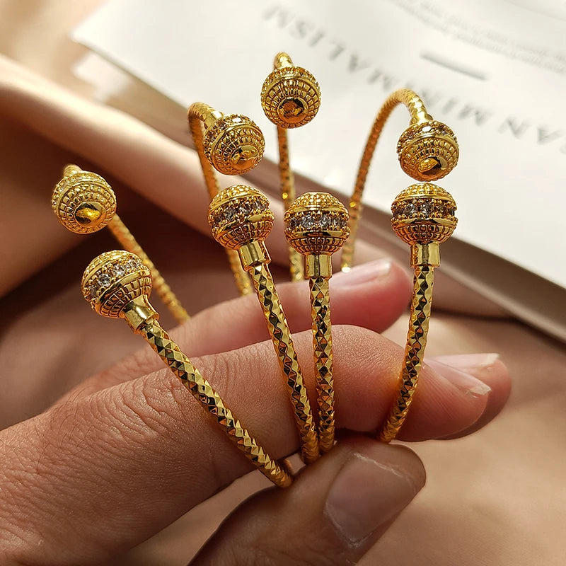 Gold Color Bangles For Women Girls Wedding Bracelet Bangles African Bridal Jewelery Bijoux Femme wedding Bangles jewelry