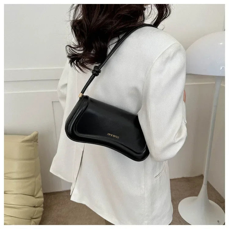Ladies Shoulder Crossbody Bags Women Underarm Bags Solid Color Small Top-handle Bags Purse Female Daily Handbags PU Leather