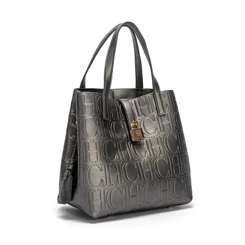 CH Embossed Ladies Crossbody Bag Letter Printing Design Ladies Handbag Large Capacity Tote Bag Elegant Temperament Ladies Should