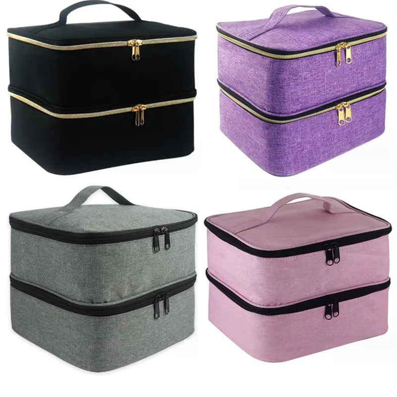 Portable 30 Bottles Nail Dryer Organizer Box Essential Oil Case Handbag Nail Polish Storage Bag Cosmetic Nailpolish Organizer