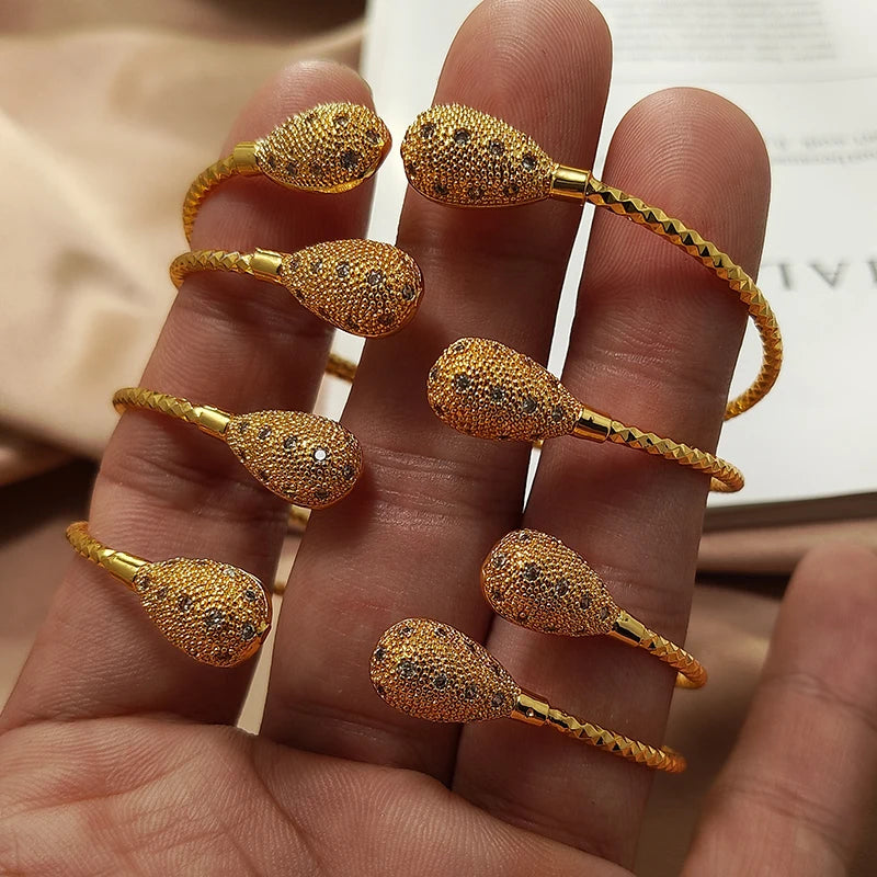 Gold Color Bangles For Women Girls Wedding Bracelet Bangles African Bridal Jewelery Bijoux Femme wedding Bangles jewelry