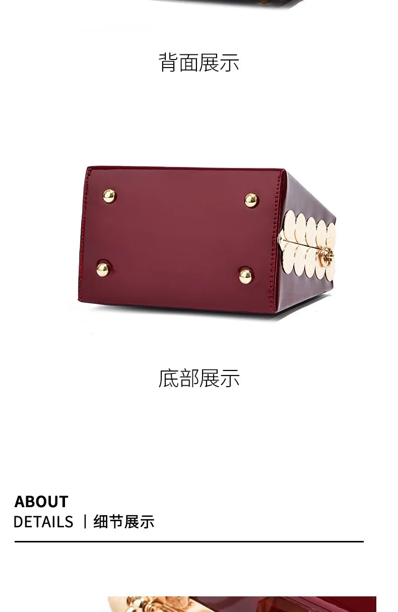 Quality Luxury Lady Messenger Bag Diamond Ladies Handbags Patent Leather Ladies Shoulder Bag Ladies Clutches Wedding Party Bags