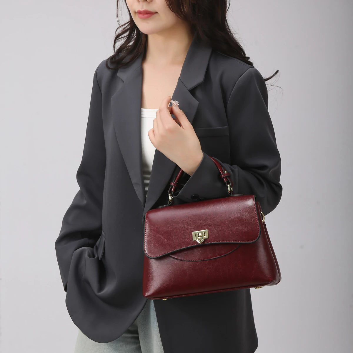 ladies handbags. Luxury 3-Piece PU Leather Women's Bag Set - Shoulder/Crossbody/Tote, Waterproof & Durable, Multi-Color Options