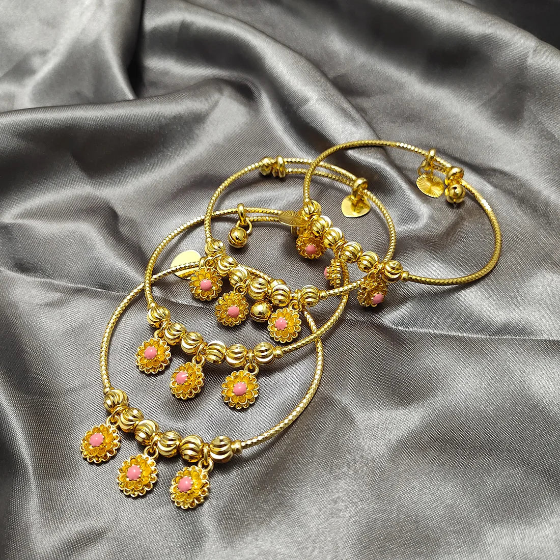 Baby Child Bangles Ethnic Dubai Gold Color Bangles Kids Bracelet Luxury Bracelet Dubai Bangles Child Jewelry Birthday Present