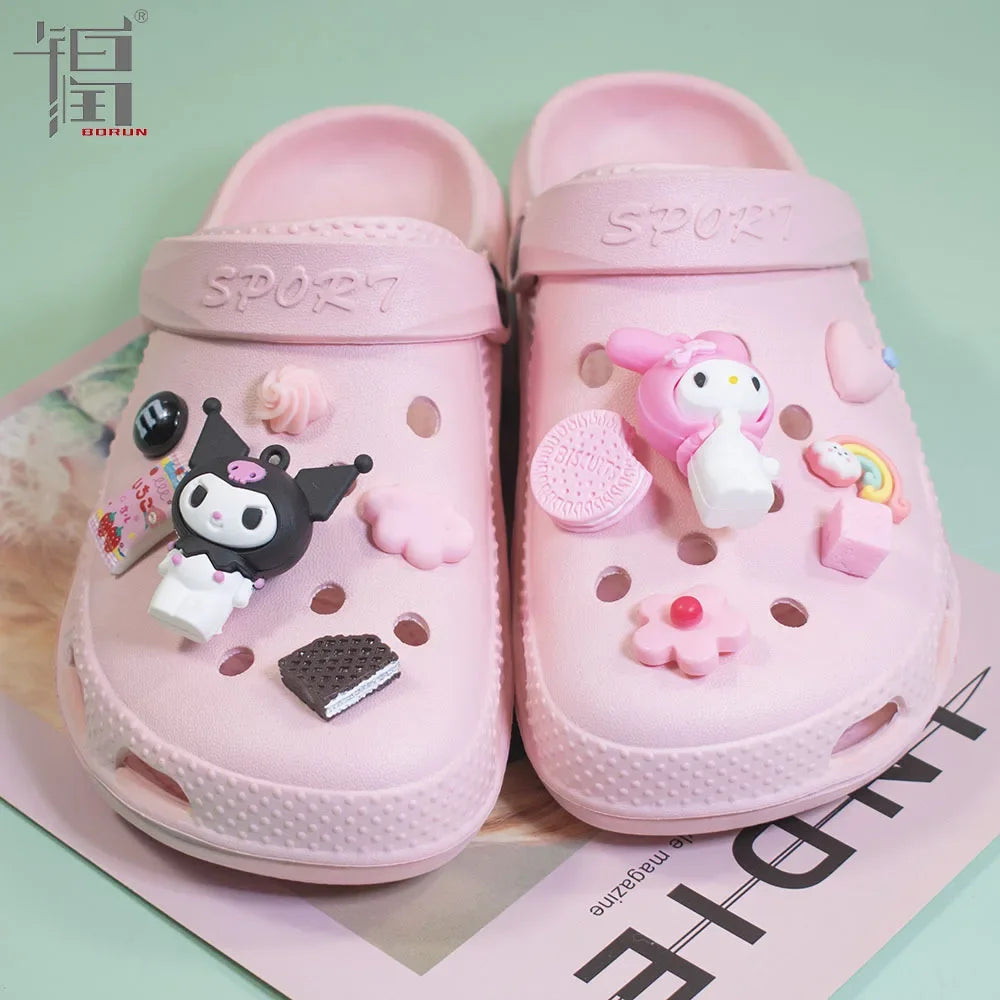 Sanrio Hello Kitty Croc Charms Kawaii Kuromi Shoe Buckle Accessories Girl Slippers DIY Decorations for Croc Jibz Bracelets Gift