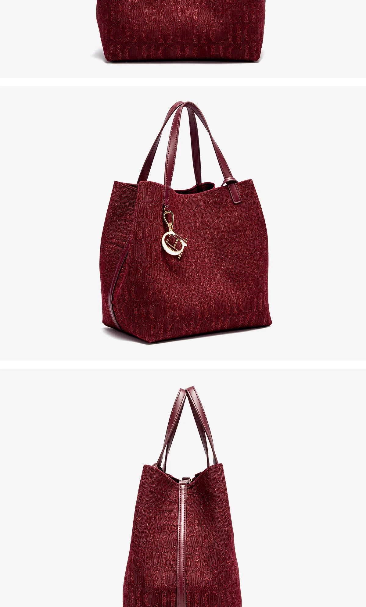 CH Ladies Tote Bag Large Capacity Ladies Shoulder Bag Simple Daily Commuter Bag Ladies Crossbod Solid Colour Letter Print Design