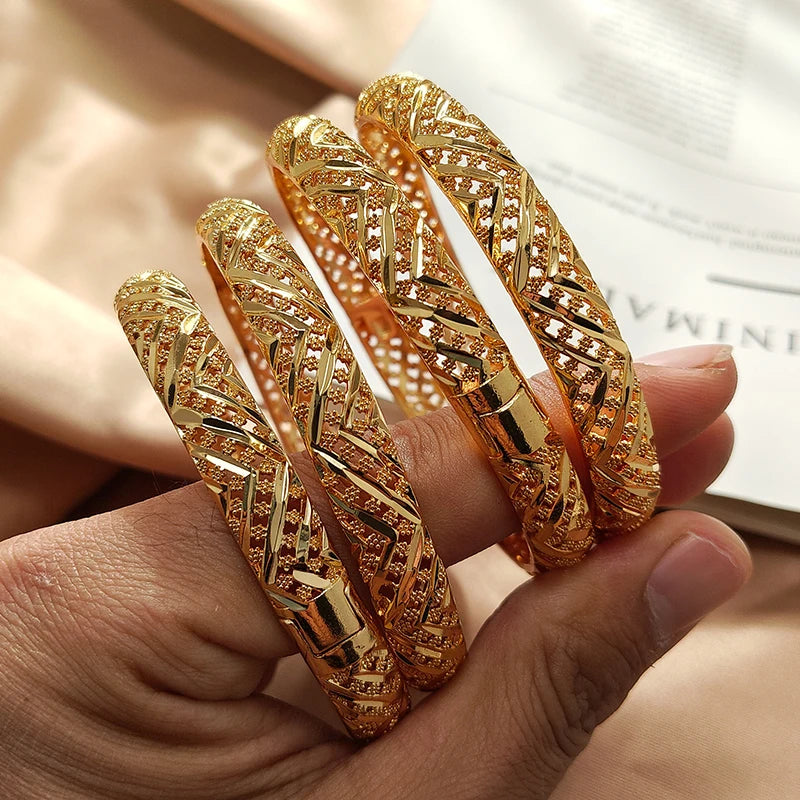 Gold Color Bangles For Women Girls Wedding Bracelet Bangles African Bridal Jewelery Bijoux Femme wedding Bangles jewelry