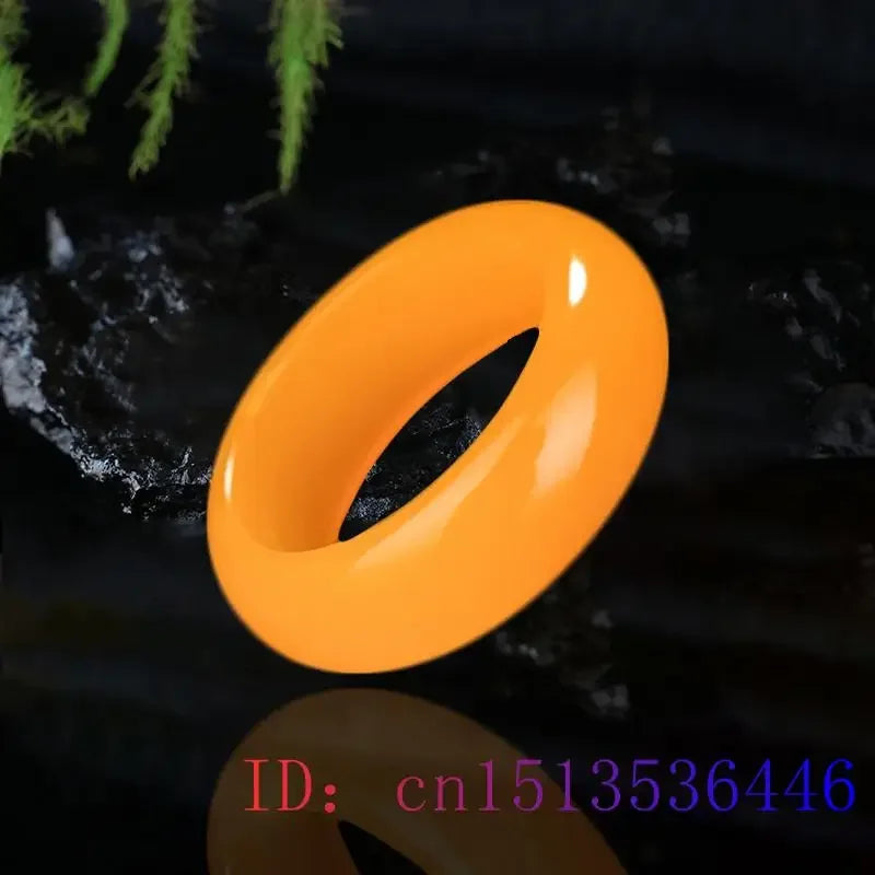 Yellow Jade Ring Jewelry Chinese Jadeite Charm Hetian Fashion Crafts Natural Woman Gifts Amulet Gemstone Carved