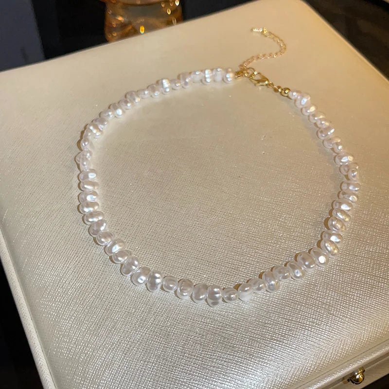 Simple Imitation Pearl Necklace Adjustable Elegant Irregular Beads New Trend Date Wedding Party Jewelry Women Girls Gift