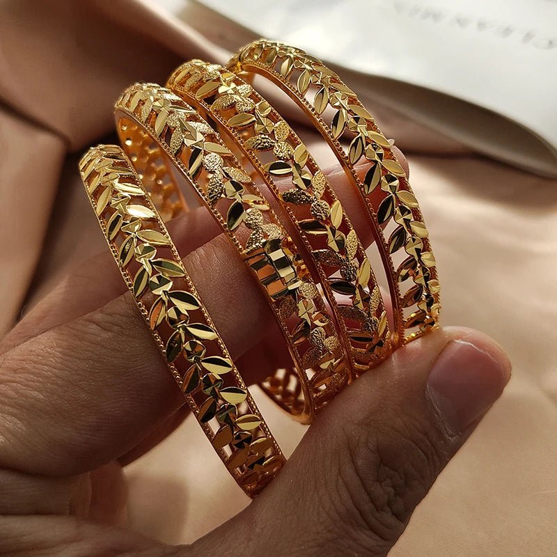 Gold Color Bangles For Women Girls Wedding Bracelet Bangles African Bridal Jewelery Bijoux Femme wedding Bangles jewelry
