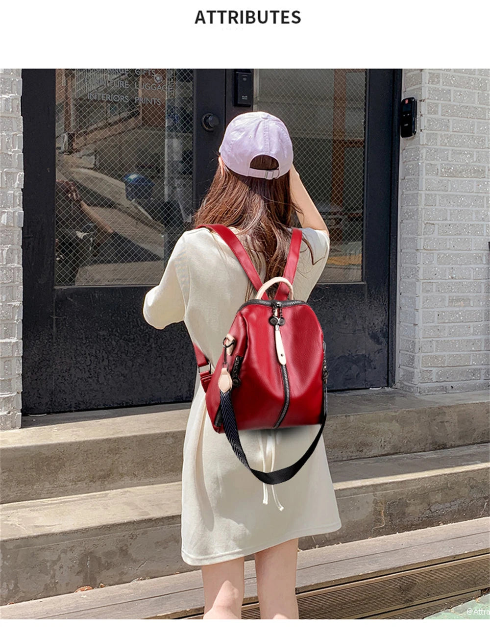Panelled High Quality Leather Ladies Backpack Multifunctional Double Zipper Ladies Travel Backpack Fashion Ladies Shoulder Bag