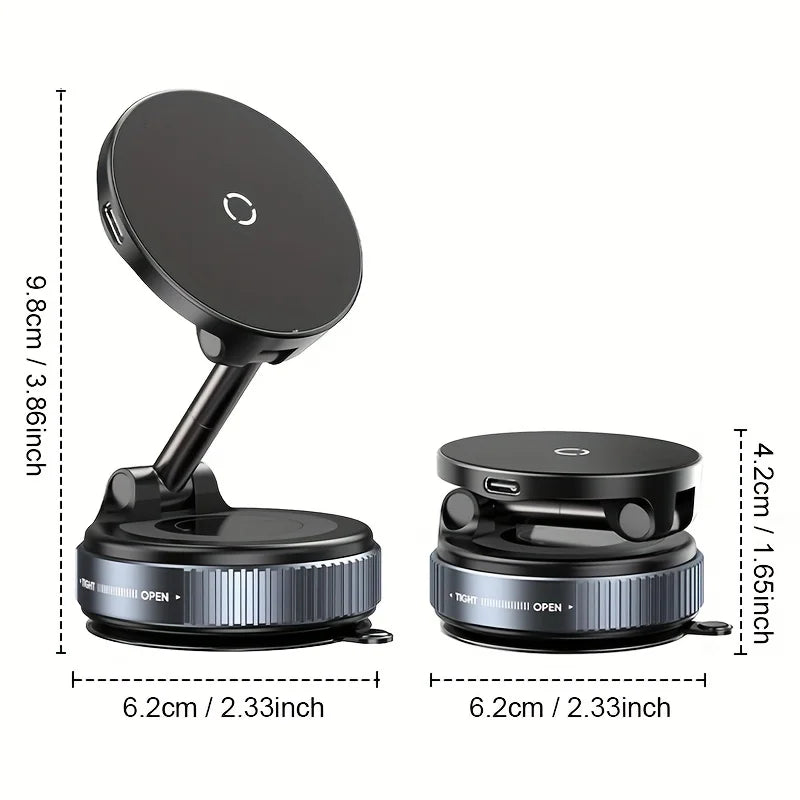 Magnetic Car Phone Holder 360° Rotation Folding With Vacuum Suction Cup For iPhone 12-16 Series Car/Gym/Driving Phone Holder