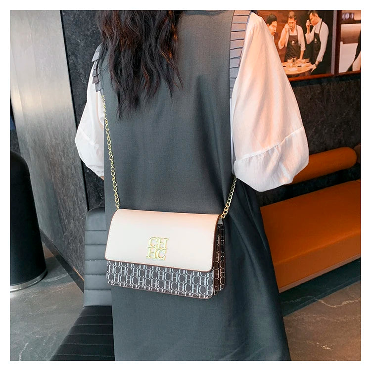 CH Multi Embossed Ladies Handbag Classic Ladies Crossbody Bag Ladies Shoulder Bag Fashion Luxury Brand Pure Color Design