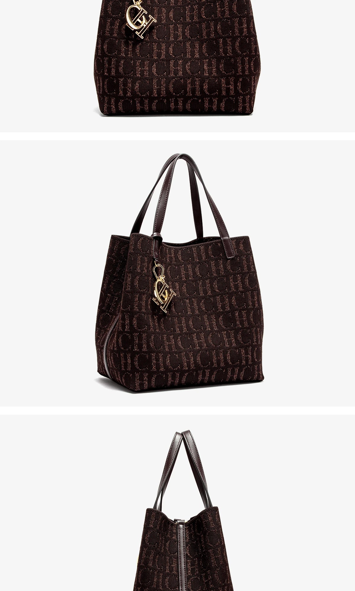CH Ladies Tote Bag Large Capacity Ladies Shoulder Bag Simple Daily Commuter Bag Ladies Crossbod Solid Colour Letter Print Design
