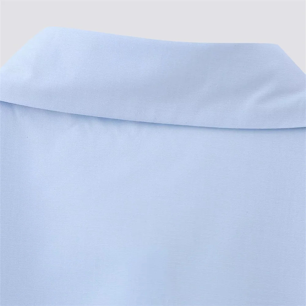 2024ZAR * New Spring/Summer Women's Wear European and American Style Fashion Artificial Jewelry Decoration Poplin Shirt