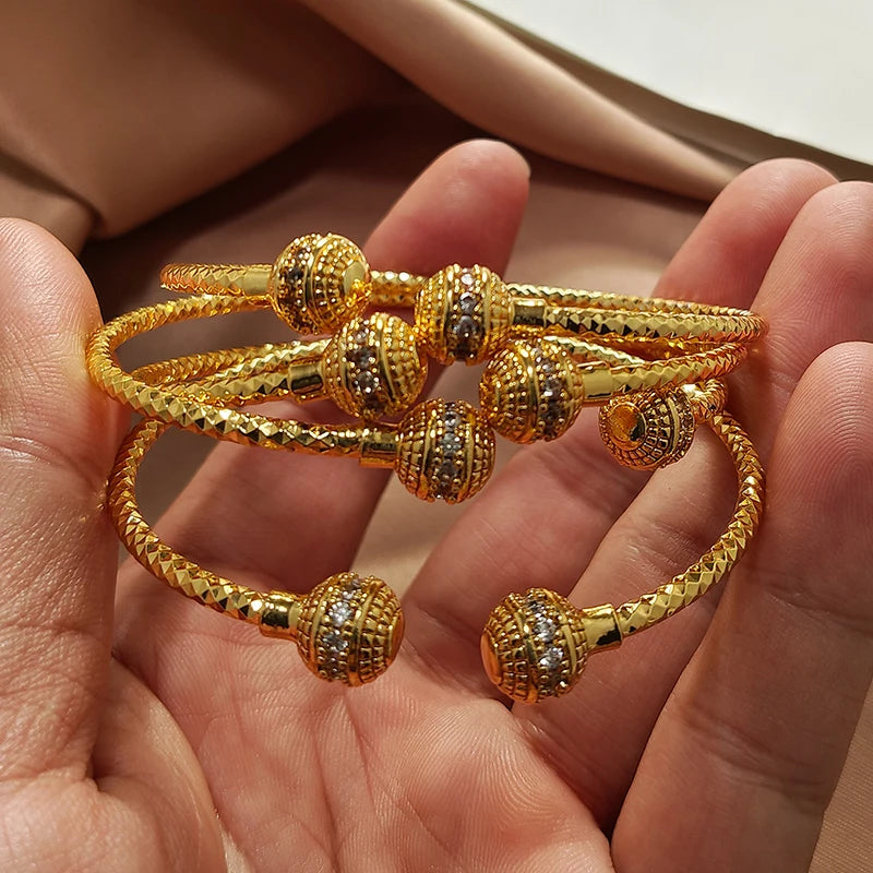 Gold Color Bangles For Women Girls Wedding Bracelet Bangles African Bridal Jewelery Bijoux Femme wedding Bangles jewelry
