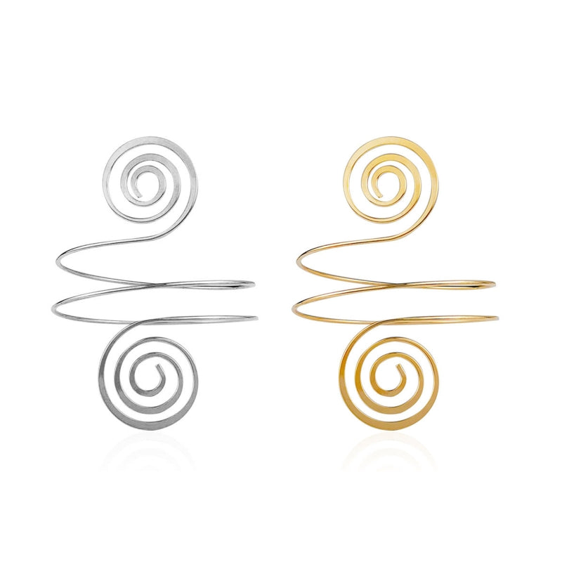 Upper Arm Bracelet Metal Coil Swirl Spiral Shape Armband Cuff Fashion Simple Arm Bangle Armlet Adjustable for Women Girl