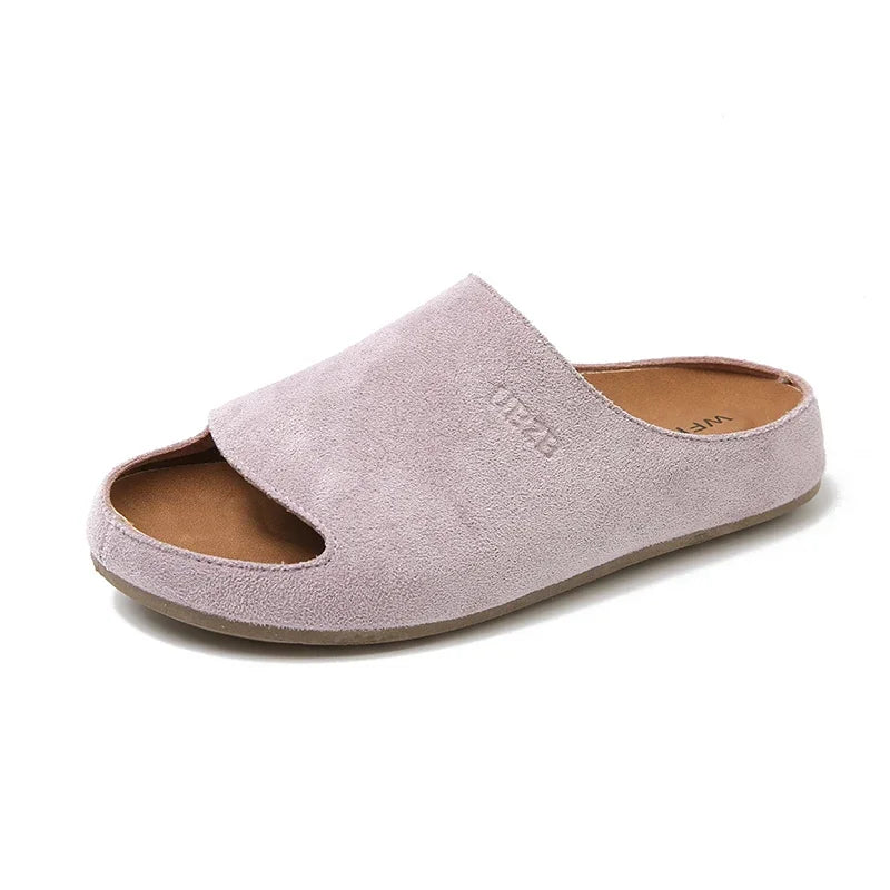 Women's Slides Plat Slippers Casual Closed Toe Round Toe Suede Clog Sandals Autumn New Retro Solid Color Fashion Shoes Slippers