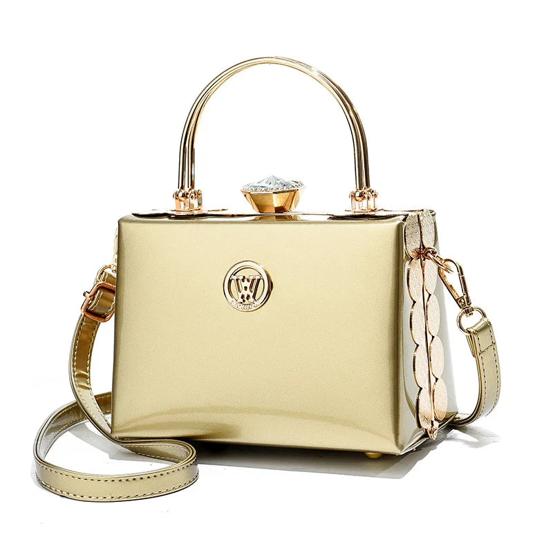 Quality Luxury Lady Messenger Bag Diamond Ladies Handbags Patent Leather Ladies Shoulder Bag Ladies Clutches Wedding Party Bags