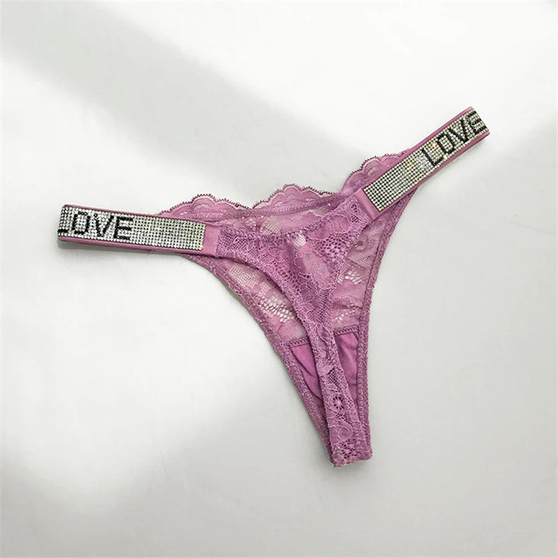 Shiny Rhinestone Thong Ladies Low Waist Panties Sexy Lingerie Ladies Briefs Underwear Panties Underwear Ladies Lingerie Thongs