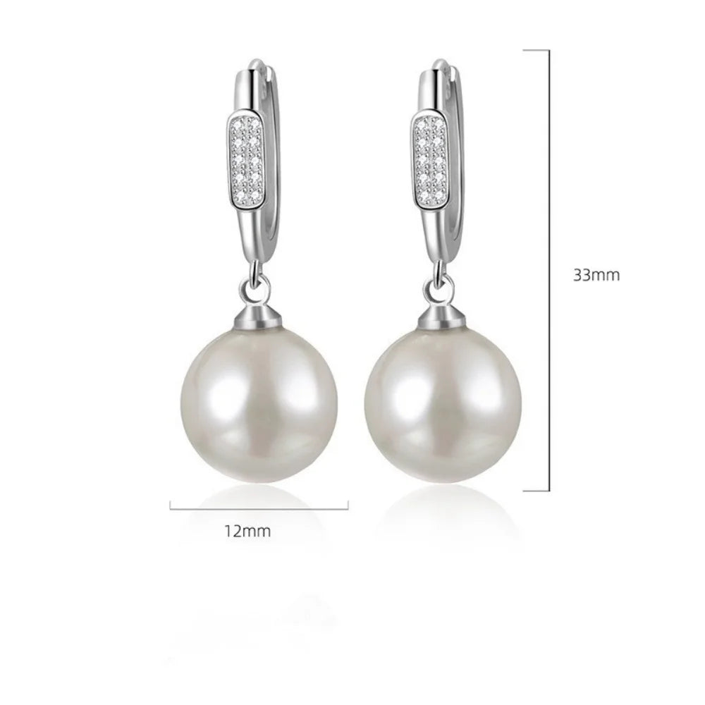 New imitation pearl earrings, inlaid crystal AAAAA zircon pendant earrings women's engagement party jewelry gift