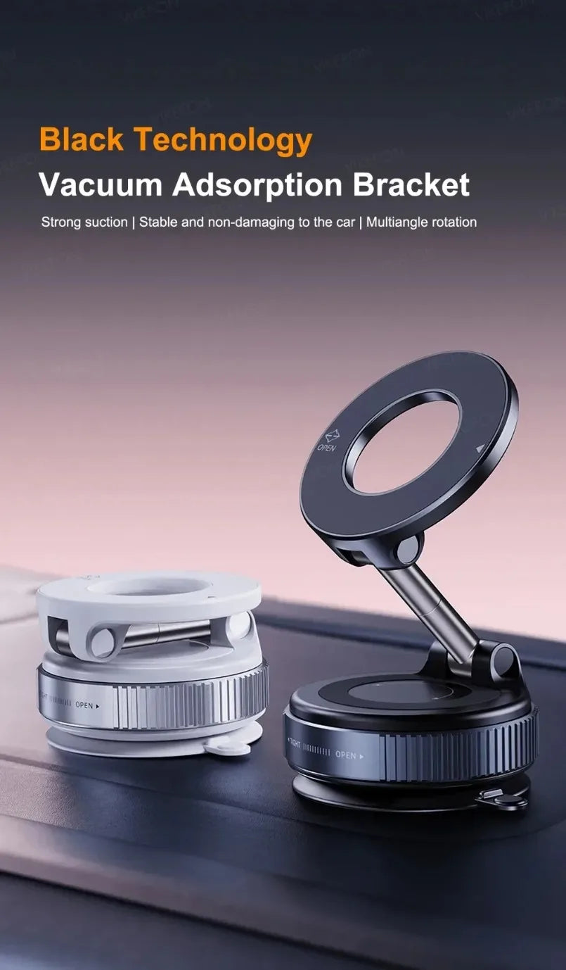 Magnetic Car Phone Holder 360° Rotation Folding With Vacuum Suction Cup For iPhone 12-16 Series Car/Gym/Driving Phone Holder