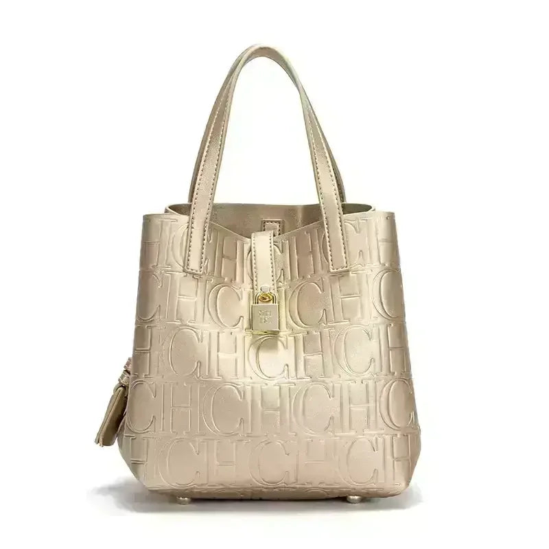 CH Embossed Ladies Crossbody Bag Letter Printing Design Ladies Handbag Large Capacity Tote Bag Elegant Temperament Ladies Should