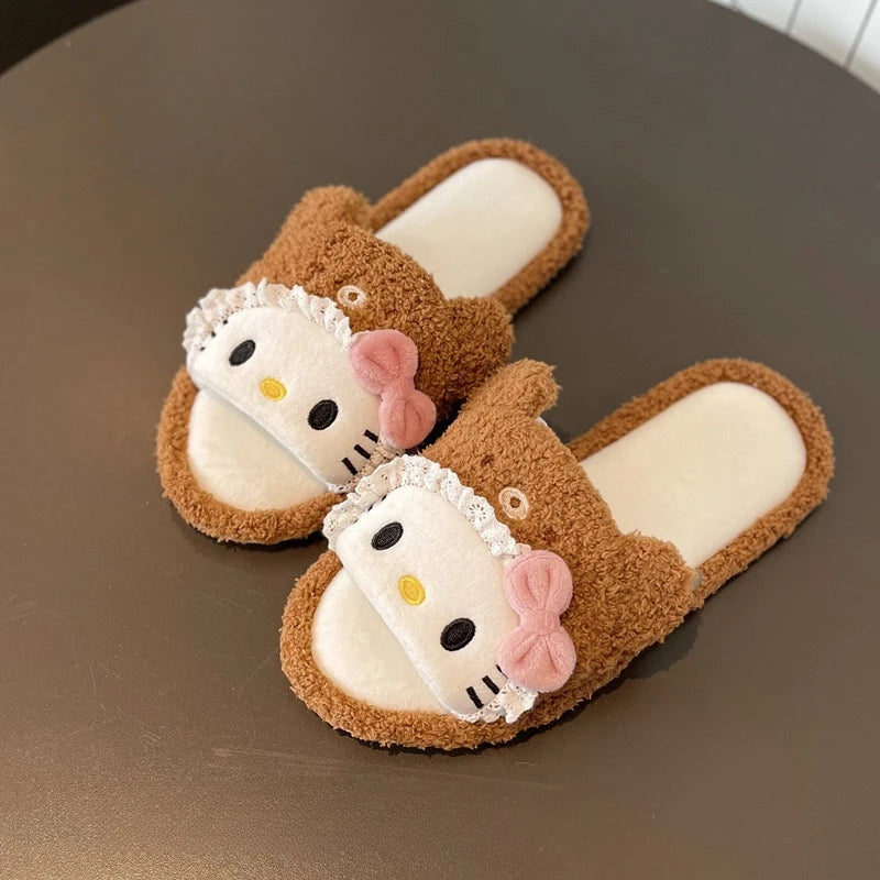 Sanrio Lovely Anime Slippers Kuromi My Melody Pom Pom Purin Cinnamoroll Indoor Home Shoes Cartoon Women Girl Slippers Flat