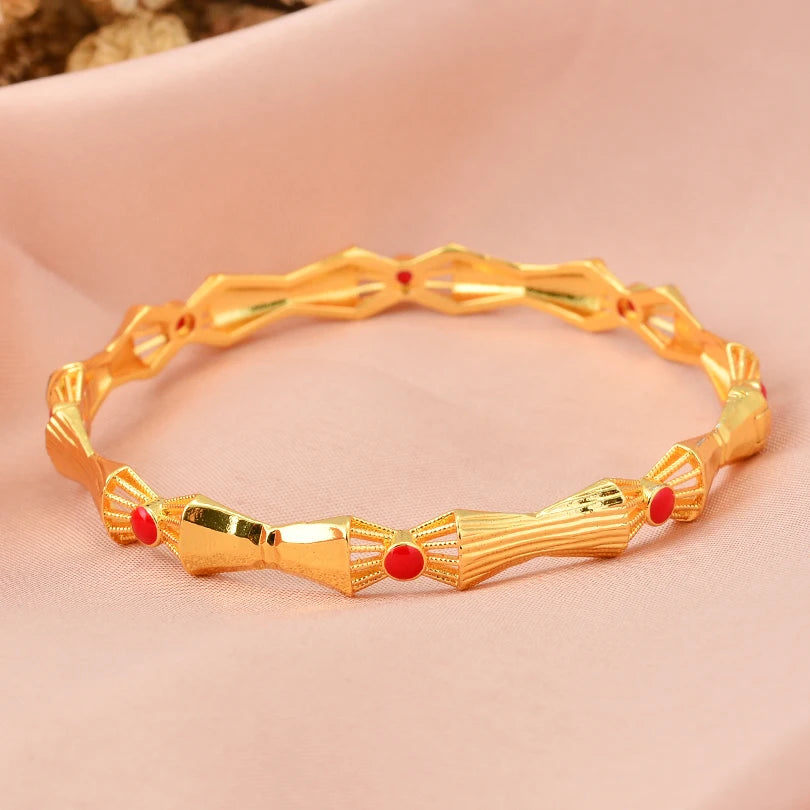 Dubai Arab Heart Stone Gold Jewelry Gold Color Bangles Child Bbay Children's Bangles Bracelets Ethiopian Jewelry Bangles Gift