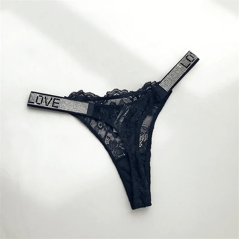 Shiny Rhinestone Thong Ladies Low Waist Panties Sexy Lingerie Ladies Briefs Underwear Panties Underwear Ladies Lingerie Thongs