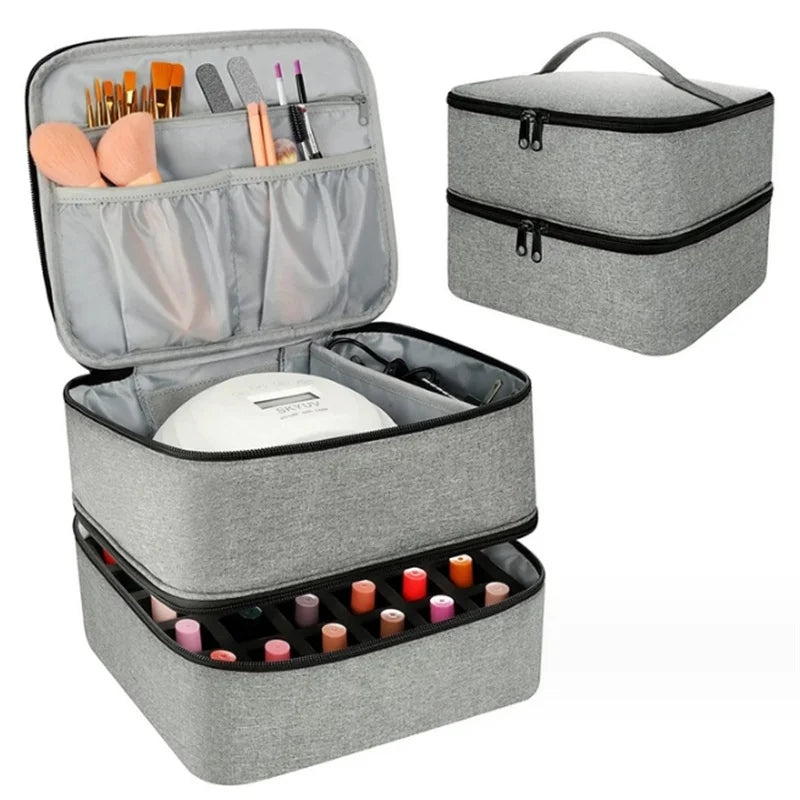 Portable 30 Bottles Nail Dryer Organizer Box Essential Oil Case Handbag Nail Polish Storage Bag Cosmetic Nailpolish Organizer