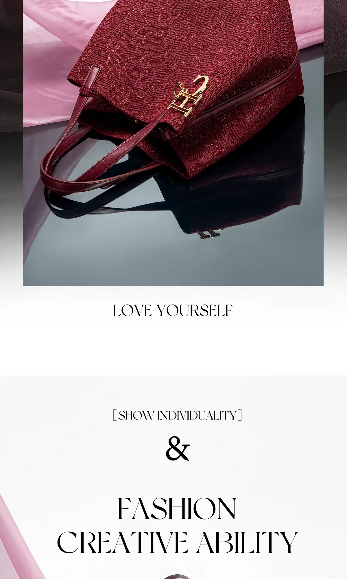 CH Ladies Shoulder Bag Simple Solid Colour Letter Print Design Ladies Tote Bag Large Capacity Daily Commuter Bag Ladies Crossbod
