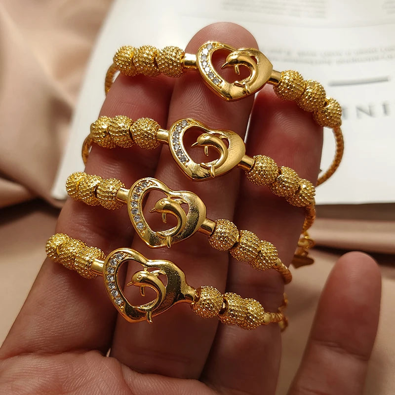 Gold Color Bangles For Women Girls Wedding Bracelet Bangles African Bridal Jewelery Bijoux Femme wedding Bangles jewelry