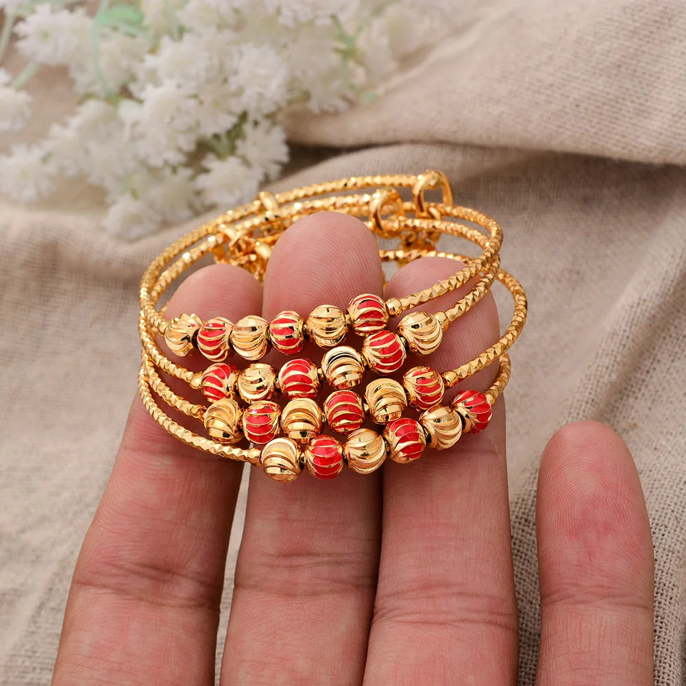 Baby Child Bangles Ethnic Dubai Gold Color Bangles Kids Bracelet Luxury Bracelet Dubai Bangles Child Jewelry Birthday Present