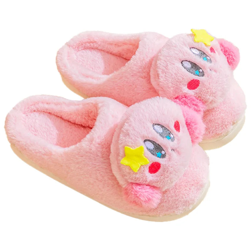 Japanese Anime Kawaii Kirby Girl Slippers Warm Home Indoor Shoes Floor Cute Slipper Female Shoes Flat Non-slip Winter