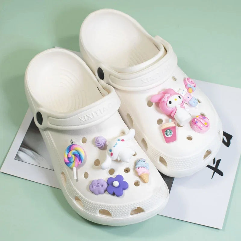 Sanrio Hello Kitty Croc Charms Kawaii Kuromi Shoe Buckle Accessories Girl Slippers DIY Decorations for Croc Jibz Bracelets Gift