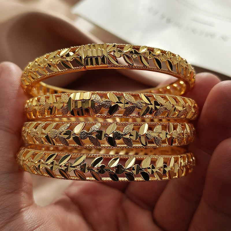 Gold Color Bangles For Women Girls Wedding Bracelet Bangles African Bridal Jewelery Bijoux Femme wedding Bangles jewelry